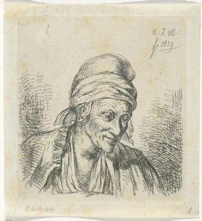 Sağdaki yaşlı kadın by Anthonie Willem Hendrik Nolthenius de Man