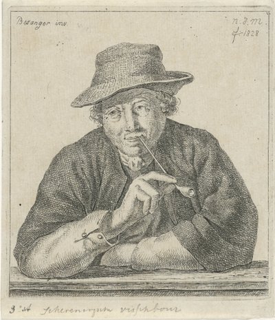 sigara içen adam Schevingsche Vischboer (nesne üzerindeki başlık) by Anthonie Willem Hendrik Nolthenius de Man