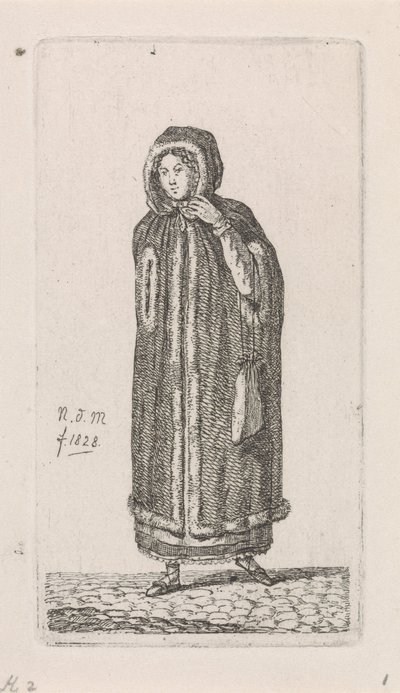 pelerinli kadın 12 Çalışma figürleri (seri başlığı) by Anthonie Willem Hendrik Nolthenius de Man