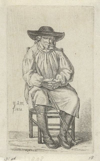 Sopa ile oturan adam 12 Çalışma figürleri (seri başlığı) by Anthonie Willem Hendrik Nolthenius de Man
