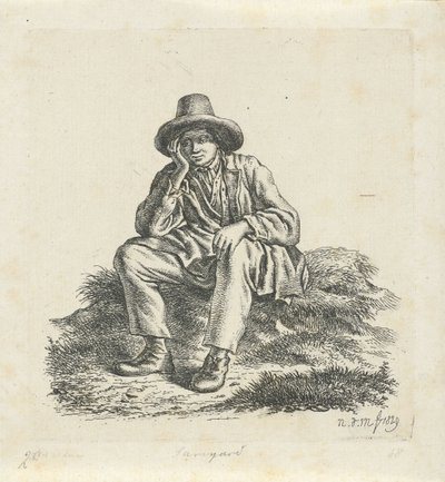 Oturan adam, başını destekleyen by Anthonie Willem Hendrik Nolthenius de Man