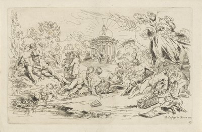Bacchus Tapınağı önünde periler ve satirler Bacchanals (dizi adı) by Anthonie de Winter