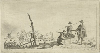 Bir kış manzarasında bir kızakta rakamlar by Anthonij van der Haer