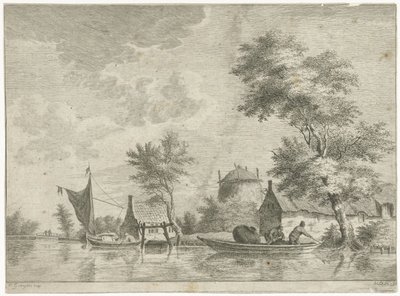 Samanlık ile nehir manzarası by Anthonij van der Haer