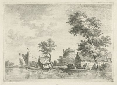 Samanlık ile nehir manzarası by Anthonij van der Haer