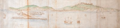 Denizden Dover, 16. yüzyılın ortalarında by Anthonis van den Wyngaerde