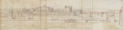 Kuzeyden Hampton Court Palace (siyah tebeşirle soluk işaretler üzerine kalem ve kahverengi mürekkep ve sulu boya) by Anthonis van den Wyngaerde