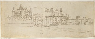 Hampton Court Şapeli ve Kapı Evi, c.1544 (kağıt üzerine kalem ve mürekkep) by Anthonis van den Wyngaerde