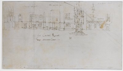 The Fountain Court, Hampton Court Palace, c.1544 (kağıt üzerinde kalem ve mürekkep ve kurşun kalem) by Anthonis van den Wyngaerde