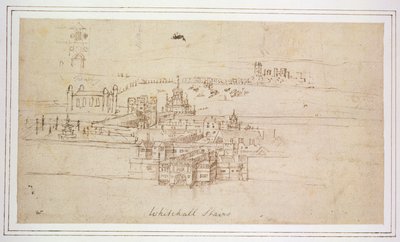 Whitehall Merdivenleri, c.1544 (kağıt üzerine kalem ve mürekkep) by Anthonis van den Wyngaerde