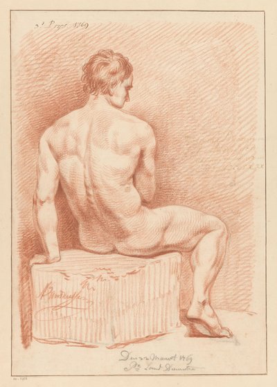 Oturan Erkek Çıplak, Arkadan Görünüş (3. Ödül 1769) by Anthony Andriessen
