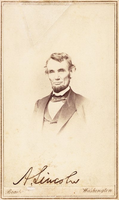 Abraham Lincoln, carte-de-visite imzalı, 1864 by Anthony Berger