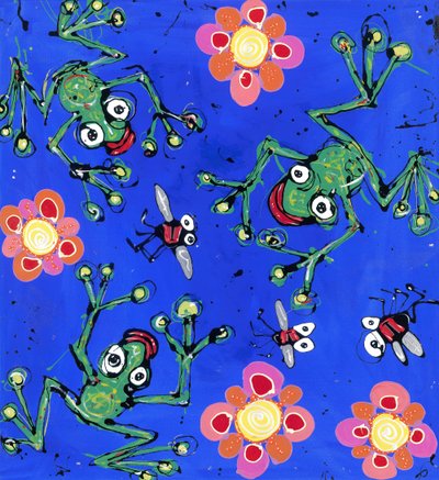 Kurbağa Duvar Kağıdı, 2008 (tuval üzerine emaye akrilik fermuarlar) by Anthony Breslin