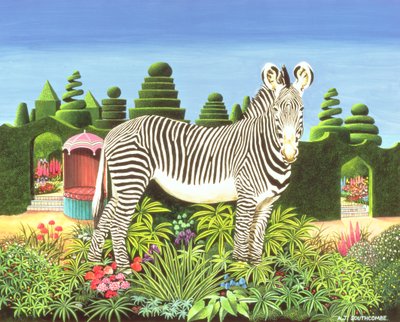 Bahçedeki Zebra, 1977 (gemide akrilik) by Anthony Southcombe