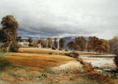River Wharfe'den Bolton Abbey, South View, 1825 dolayları (kağıt üzerine suluboya) by Anthony Vandyke Copley Fielding