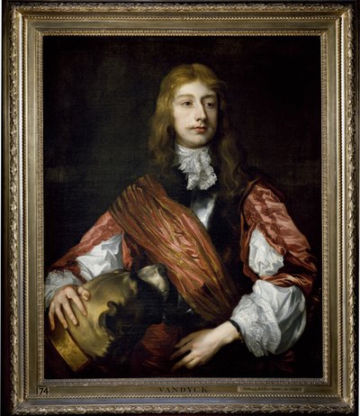 Thomas Killigrew ve köpeği (tuval üzerine yağlı boya) by Anthony van (studio of) Dyck