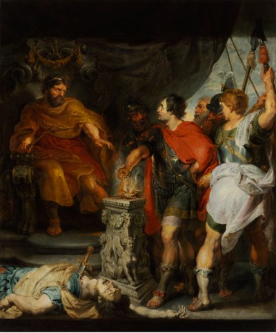Caius Mucius Scaevola, Porsenna Kraliyet Muhafızları tarafından yakalanan genç Romalı aristokrat (Porsinna, Porsena) by Anthony van Dyck