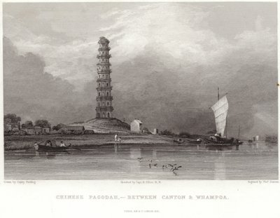 Kanton ve Whampoa arasındaki Çin pagodası by Anthony van Dyck