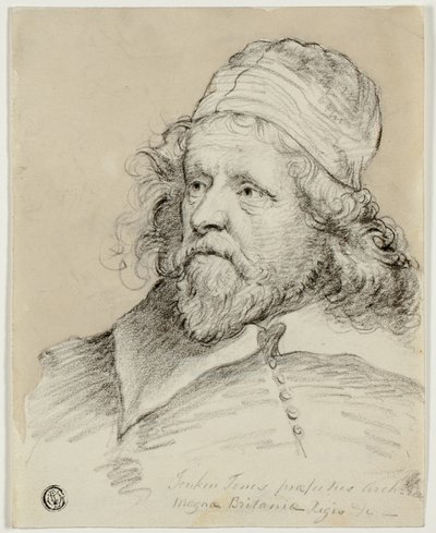 Inigo Jones (rekto); Kadın Kafasının Kroki (ters) by Anthony van Dyck