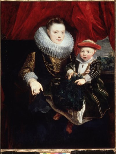 "Çocuklu Genç Bir Kadının Portresi" (çilek taşır) Tablo Sir Anthonis (Anton veya Antoon) van Dyck (1599-1641) 1618 Boyut 131x102 cm Hermitage Müzesi, Sankt Petersburg (Saint-Petersburg) by Anthony van Dyck