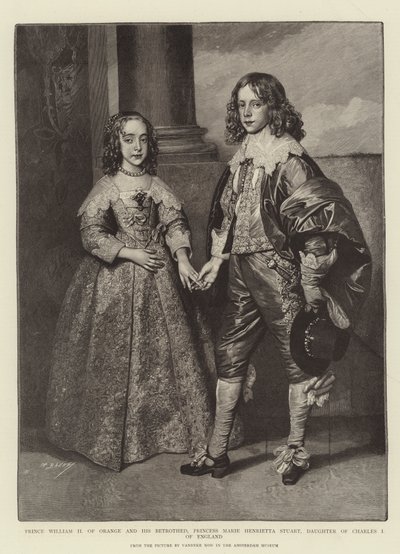 Orange Prensi II. William ve Nişanlısı, Prenses Marie Henrietta Stuart, İngiltere Kralı I. Charles'ın kızı by Anthony van Dyck