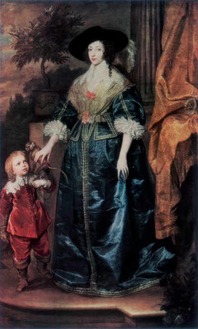 Kraliçe Henrietta Maria ve cücesi Sir Jeffrey Hudson, c1633, 1927 by Anthony van Dyck