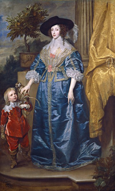 Sir Jeffrey Hudson ile Kraliçe Henrietta Maria by Anthony van Dyck