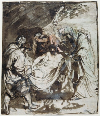 Entombment Çalışması, c.1617-18 (kağıt üzerinde yıkama ve guaj ile tebeşirler üzerine kalem ve mürekkep) by Anthony van Dyck