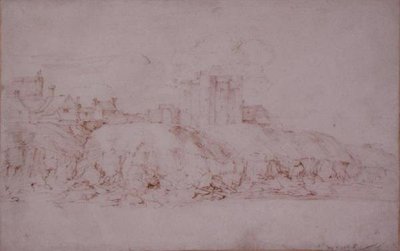 Güneyden görülen Ypres Kulesi, Çavdar, (kağıt üzerinde kalem ve mürekkep) by Anthony van Dyck
