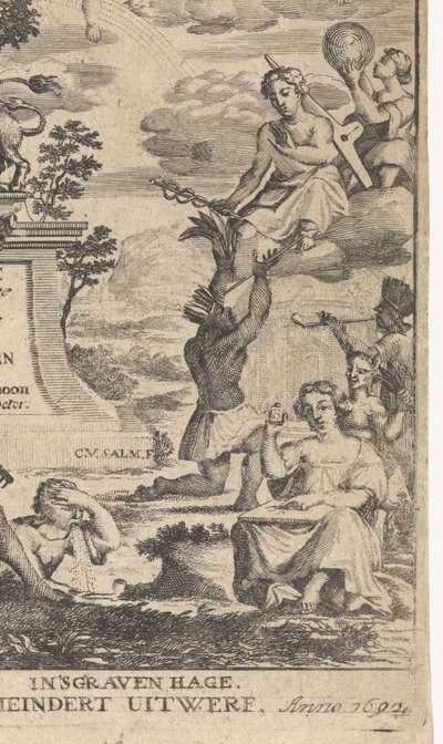 Botanik Alegorisi Başlık sayfası: Theodorus Schoon, Gerçek Egzersiz ve Bitkilerin Analizi, 1692 by Anthony van Zijlvelt