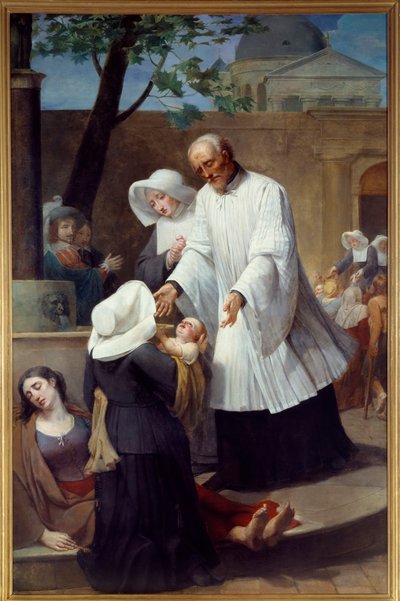 Pestisitlerle ilgilenen Saint Vincent de Paul (1581 - 1660) (St Vincent de Paul, Plague Ridden