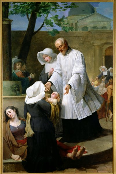 St. Vincent de Paul Vebalı Hastaya Yardım Eder by Antoine Ansiaux