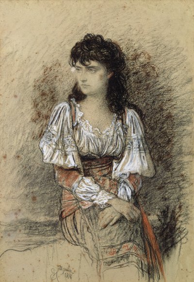 Giyinmiş Bir Köylü, 1876 (kağıt üzerine suluboya ve kurşun kalem) by Antoine Auguste Ernest Herbert or Hebert