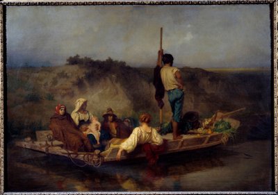 Mal"aria Sıtma: Salgından kaçan İtalyan bir aile. Resim Ernest Antoine Auguste Hebert tarafından by Antoine Auguste Ernest Herbert or Hebert