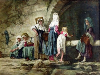 Bir Çeşmede Köylüler by Antoine Auguste Ernest Herbert or Hebert