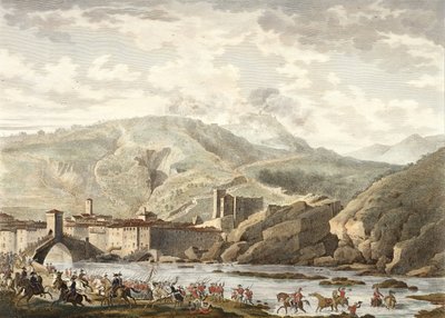 Millesimo Muharebesi, 25 Germinal, 4. Yıl (Nisan 1796), Jean Duplessi-Bertaux (1747-1819) (aquatint) tarafından gravür by Antoine Charles Horace Vernet
