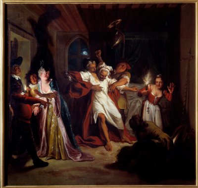 Uyuyan Don Kişot derilerle savaşır. Miguel de Cervantes Saavedra