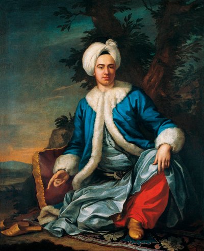 Türk Kostümlü Bir Avrupalı ​​Portresi - Antoine de Favray (1706-1791), tuval üzerine yağlıboya (146x119 cm), 18. yüzyılın ikinci yarısı, Fransız sanatı - Pera Müzesi, İstanbul (Türkiye) by Antoine Favray