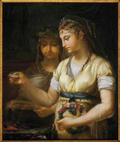 İki vestal bir kurban hazırlıyor. Antoine Francois (Antoine-Francois) Callet (1741-1823) Tarafından Tablo, Tuval Üzerine Yağlıboya by Antoine François Callet