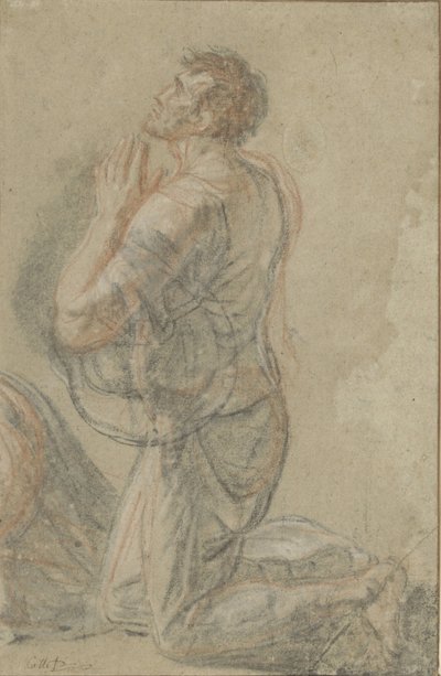 Diz çökmüş adam, yan görünüm by Antoine François Callet