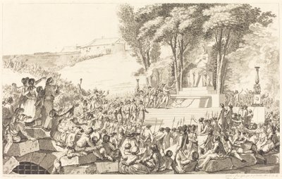 Bastille enkazı üzerindeki Yenilenme Çeşmesi, 10 Nisan 1793 by Antoine Jean Duclos after Charles Monnet