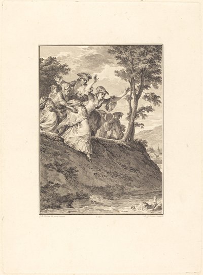 onun peşinden koşar by Antoine Jean Duclos after Jean Michel Moreau