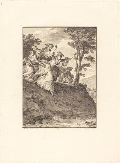 onun peşinden koşar by Antoine Jean Duclos after Jean Michel Moreau