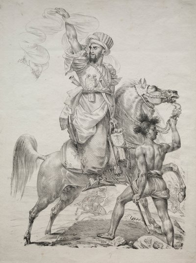 Atlı Yardım Sinyali Veren Bir Memluk Şefi, 1817. by Antoine Jean Gros