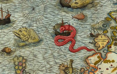 Olaus Magnus'un (1490-1557) Deniz Haritası (Carta marina) detayı by Antoine Lafrery