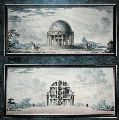 House for a House for a Cosmopolite, 1783 (kağıt üzerinde wc) (detay) (ayrıca bkz. 195241-195242, 196725-196726) by Antoine Laurent Thomas Vaudoyer