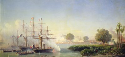 Koramiral Rigault de Genouilly tarafından Saygon Kalesi'ne Saldırı, 17 Şubat by Antoine Leon Morel Fatio