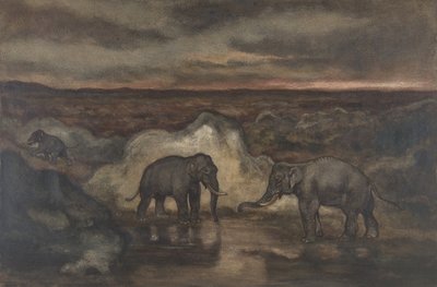Havuzdaki Filler, 1810-75. by Antoine Louis Barye