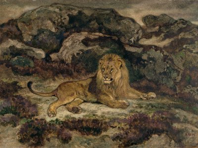 Aslan Yatan (kağıt üzerinde wc) by Antoine Louis Barye