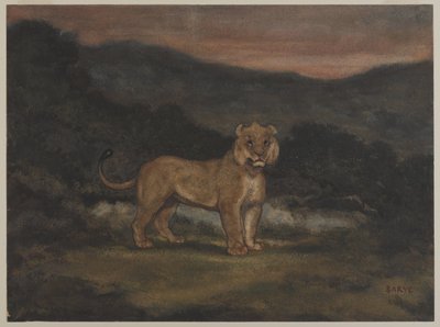 Ayakta duran dişi aslan (kağıt üzerinde wc) by Antoine Louis Barye